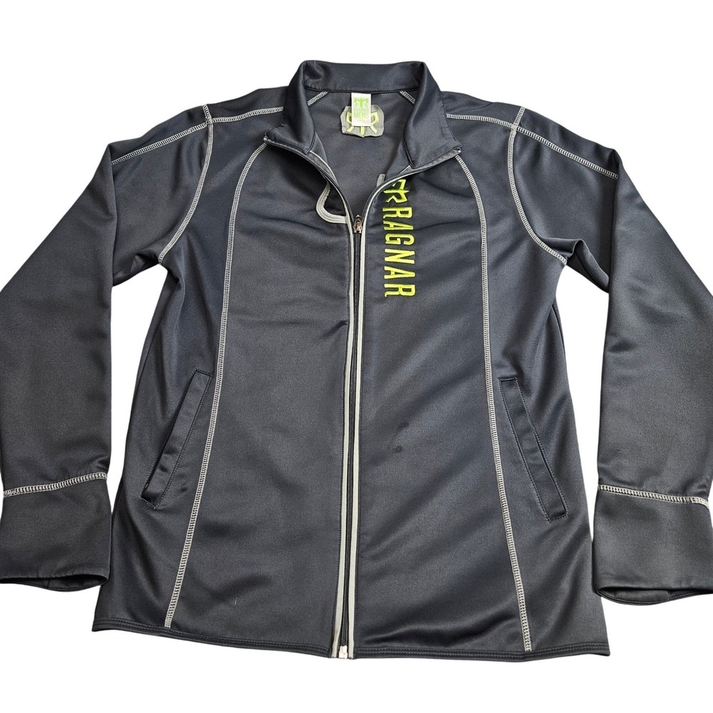Ragnar Track Jacket Mens Large Black Full Zip Running Relay Performance Active